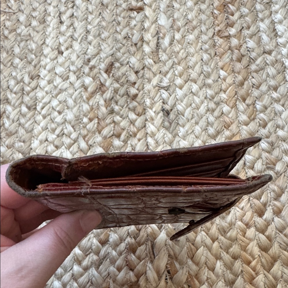 Luc Benoit Real Crocodile Brown Checkbook Billfold Wallet Vintage - Picture 9 of 10